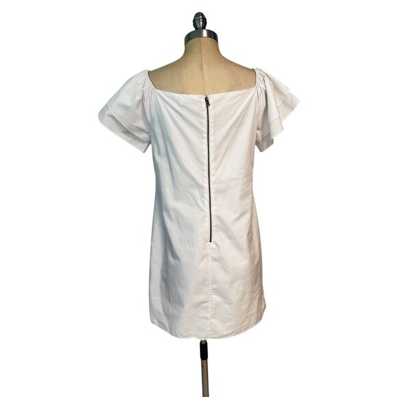 Alice + Olivia White Short Dress With Ruffle Sleeves Medium fits Small - Picture 3 of 4